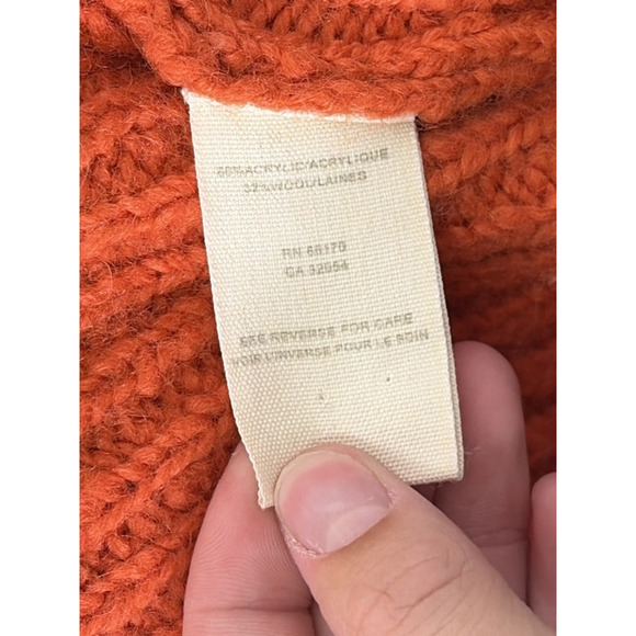 Free People Womens Wool Blend Ribbon Detail Hooded Cardigan Medium Orange Chrty - Picture 6 of 12